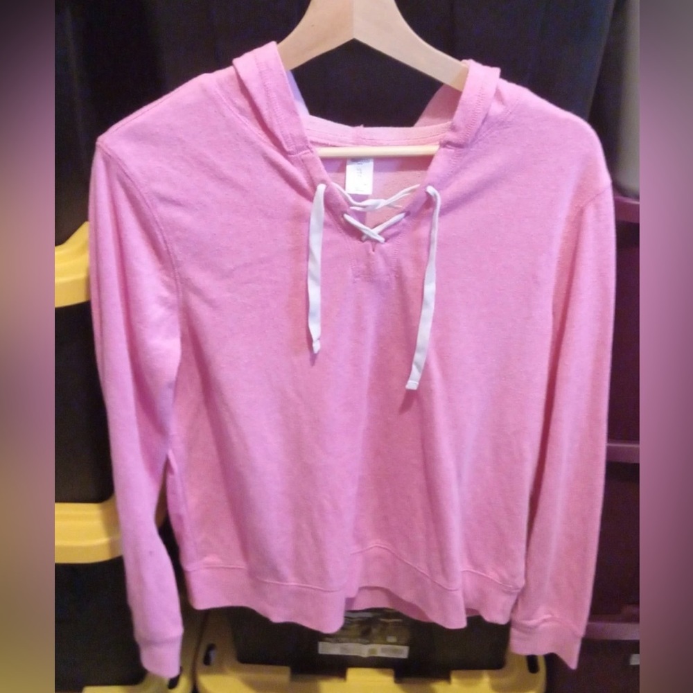 GAP Pink Lace-Up Hoodie Sz L